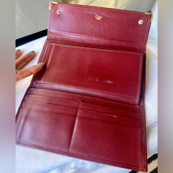 CARTIER Must de Cartier Vintage Burgundy Long Wallet w/ Cards - Picture 5 of 13